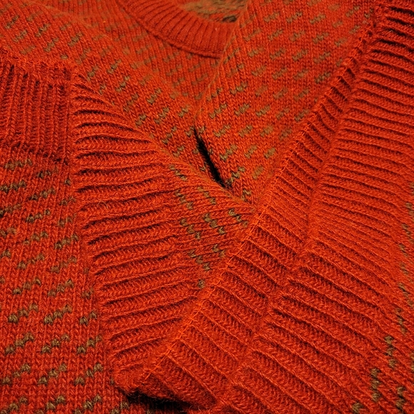 Vintage LL Bean Red Birdseye Sweater Men's Size XL Norway Wool Blend - Picture 5 of 6